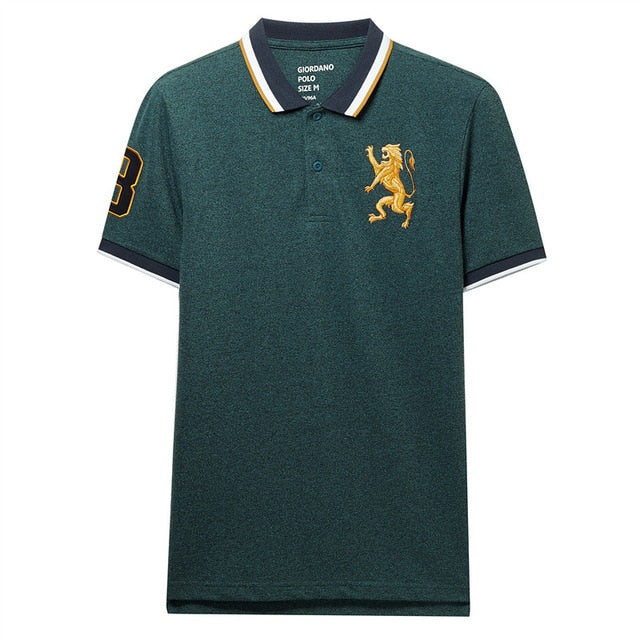 Giordano Men Polo Shirt Men Embroidered 3D Lion Multi Color Polo