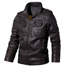 Load image into Gallery viewer, Mens Leather Jackets 2019 Winter New Casual Motorcycle PU Jacket Biker Leather Coats European Windbreaker Genuine Leather Jacket