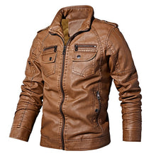 Load image into Gallery viewer, Mens Leather Jackets 2019 Winter New Casual Motorcycle PU Jacket Biker Leather Coats European Windbreaker Genuine Leather Jacket